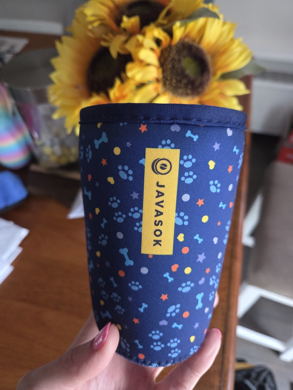 Sok-it- Javasok Paws & Bones Print Drink Sleeve - Medium Insulated Cup Holder